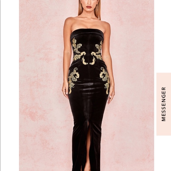 house of cb black velvet dress